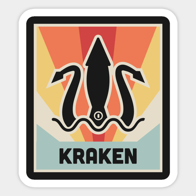 Vintage Style Squid Kraken Poster Sticker by MeatMan